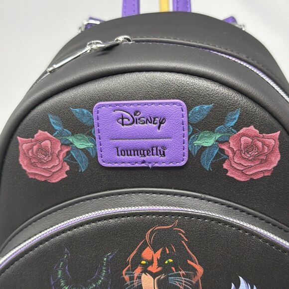 Disney Loungefly Villains Mini Backpack Maleficent Ursula Scar Roses Black NWT main image 10